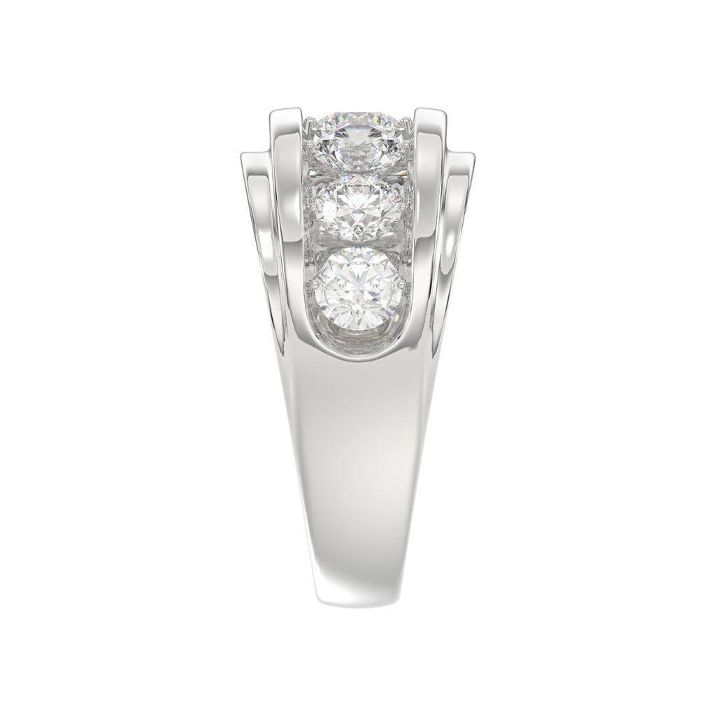 14K WHITE GOLD 3.00CT ROUND DIAMOND MEN'S BAND