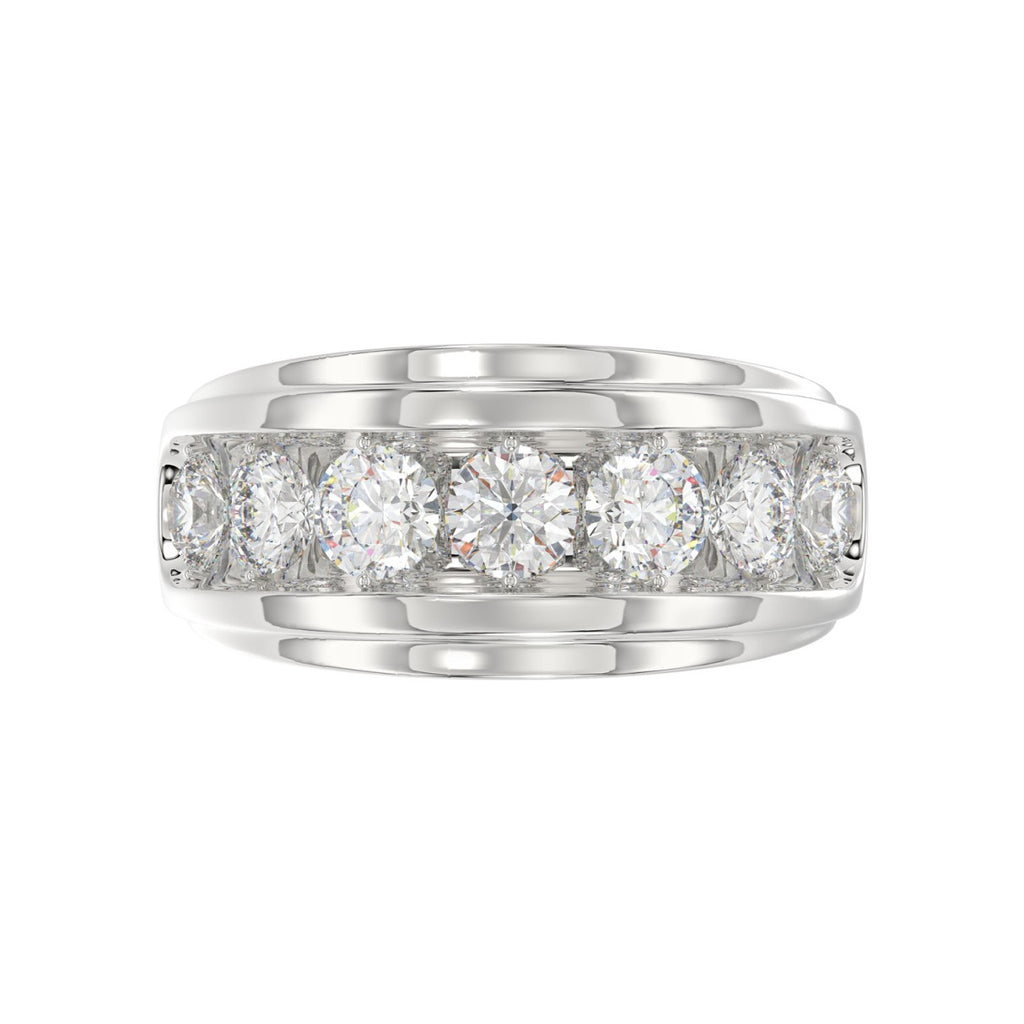 14K WHITE GOLD 3.00CT ROUND DIAMOND MEN'S BAND