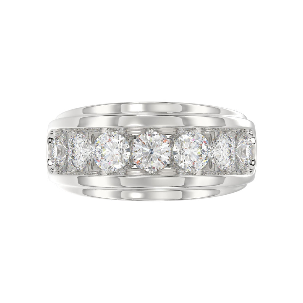 14K WHITE GOLD 3.00CT ROUND DIAMOND MEN'S BAND