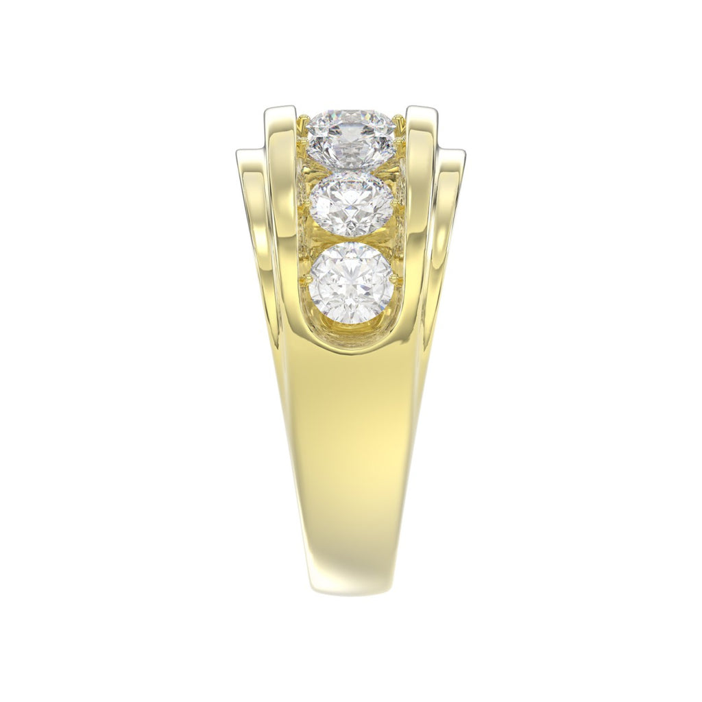 14K YELLOW GOLD 3.00CT ROUND DIAMOND MEN'S BAND