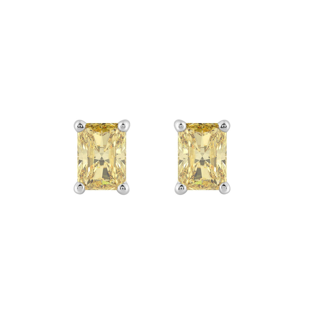 14K WHITE GOLD 1.00CT YELLOW RADIANT DIAMOND LADIES EARRINGS