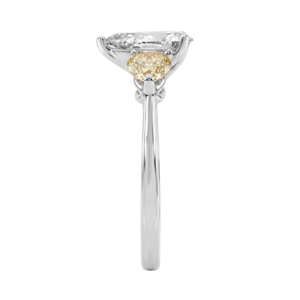 14K WHITE GOLD 2 1/4CT YELLOW PEAR DIAMOND LADIES RING (CENTER STONE PEAR DIAMOND 1 1/5CT)