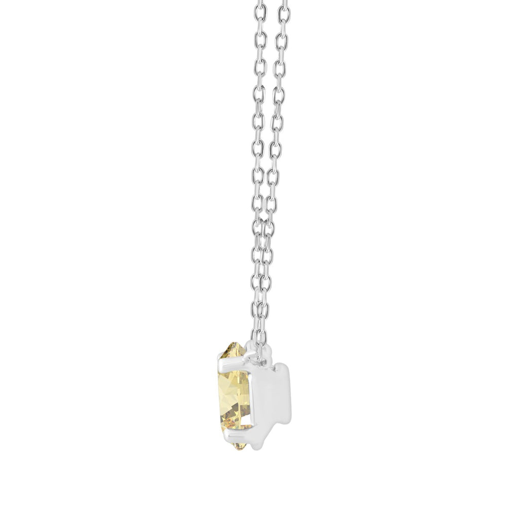 14K WHITE GOLD 1.00CT YELLOW OVAL DIAMOND LADIES NECKLACE