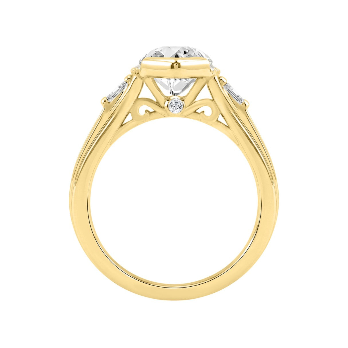 Elegant 14K Yellow Gold Diamond Engagement Ring Featuring 3 1/2Ct Round, Marquise & Baguette Diamonds With Sparkling Side Stones. Perfect For Weddings, Proposals & Anniversaries.3.00Ct Marquise Center Stone (Color F-G -Clarity Vs1/Vs2)