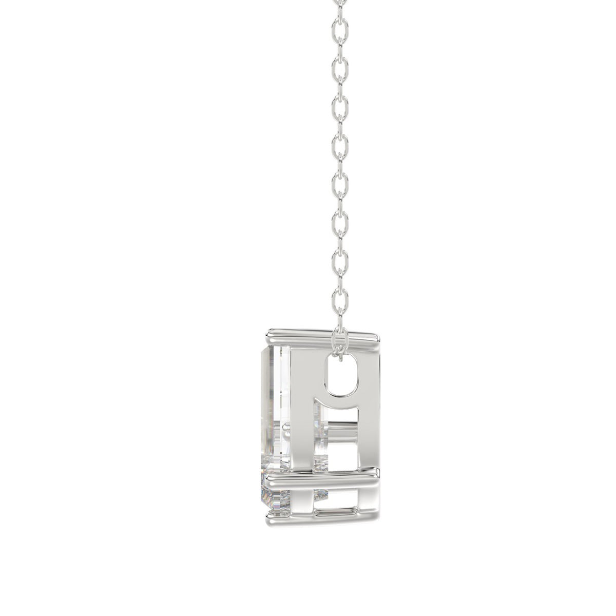 14K WHITE GOLD 7/8CT FANCY CUT ALPHABET DIAMOND LADIES PENDANT WITH CHAIN