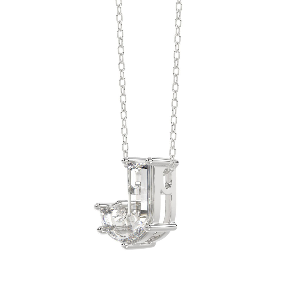 14K WHITE GOLD 7/8CT FANCY CUT ALPHABET DIAMOND LADIES PENDANT WITH CHAIN