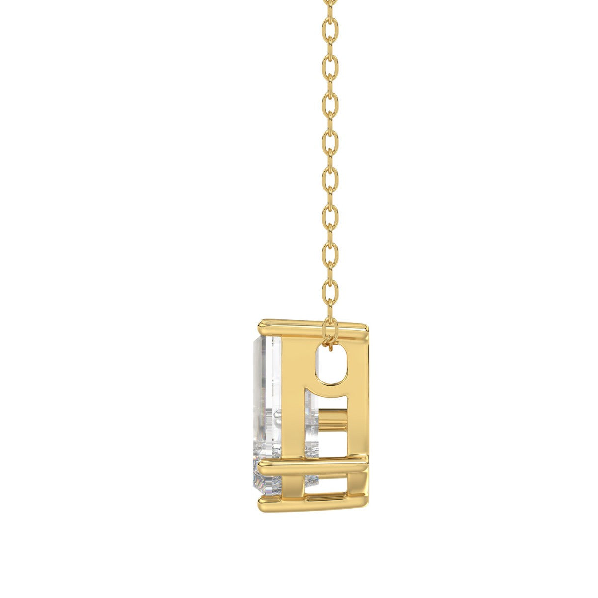 14K YELLOW GOLD 7/8CT FANCY CUT ALPHABET DIAMOND LADIES PENDANT WITH CHAIN