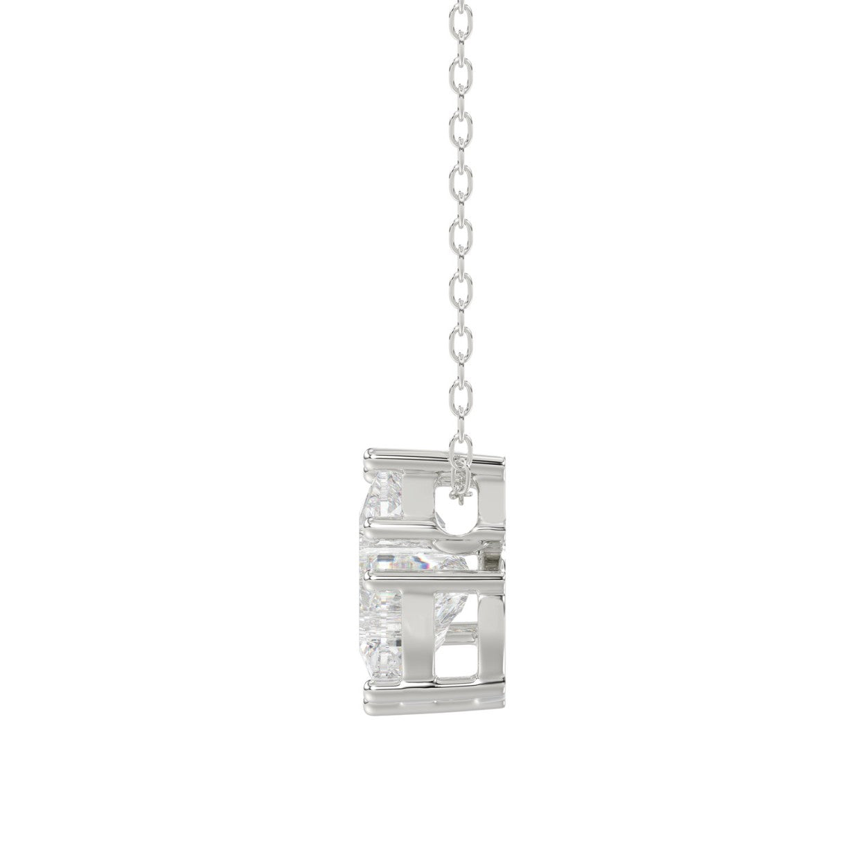 14K WHITE GOLD 1 3/4CT FANCY CUT ALPHABET DIAMOND LADIES PENDANT WITH CHAIN