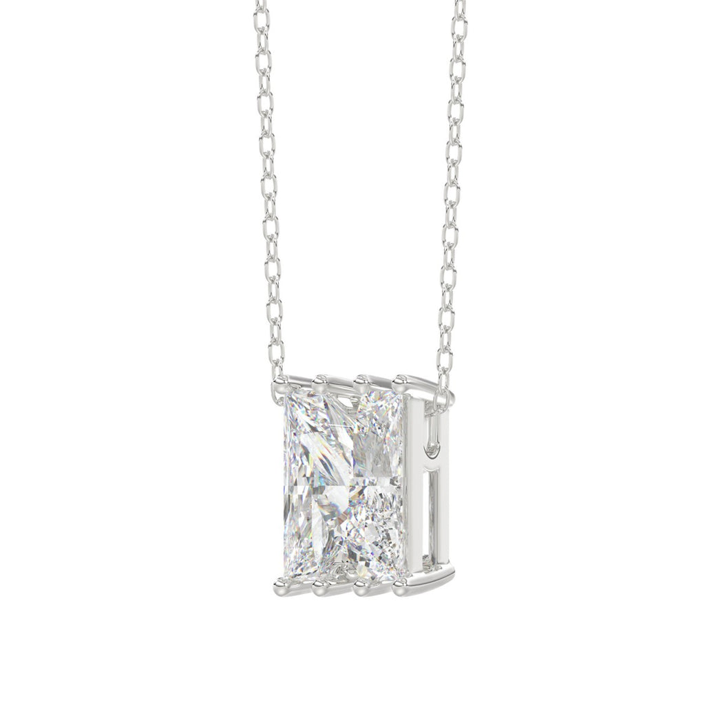 14K White Gold Diamond Initial “N” Pendant 1 1/2CT Fancy Cut Ladies Alphabet Charm with Chain