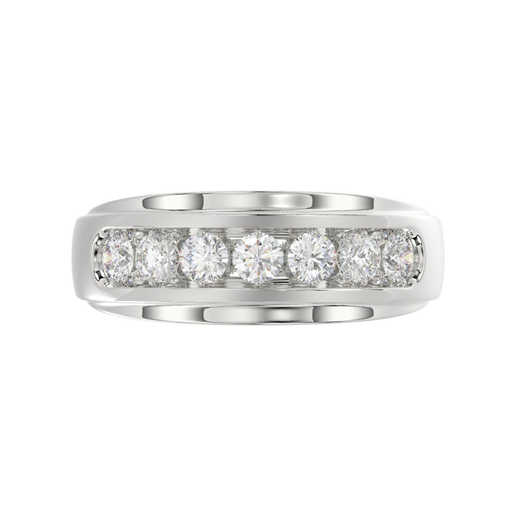 14K WHITE GOLD 1.00CT ROUND DIAMOND MEN'S BAND