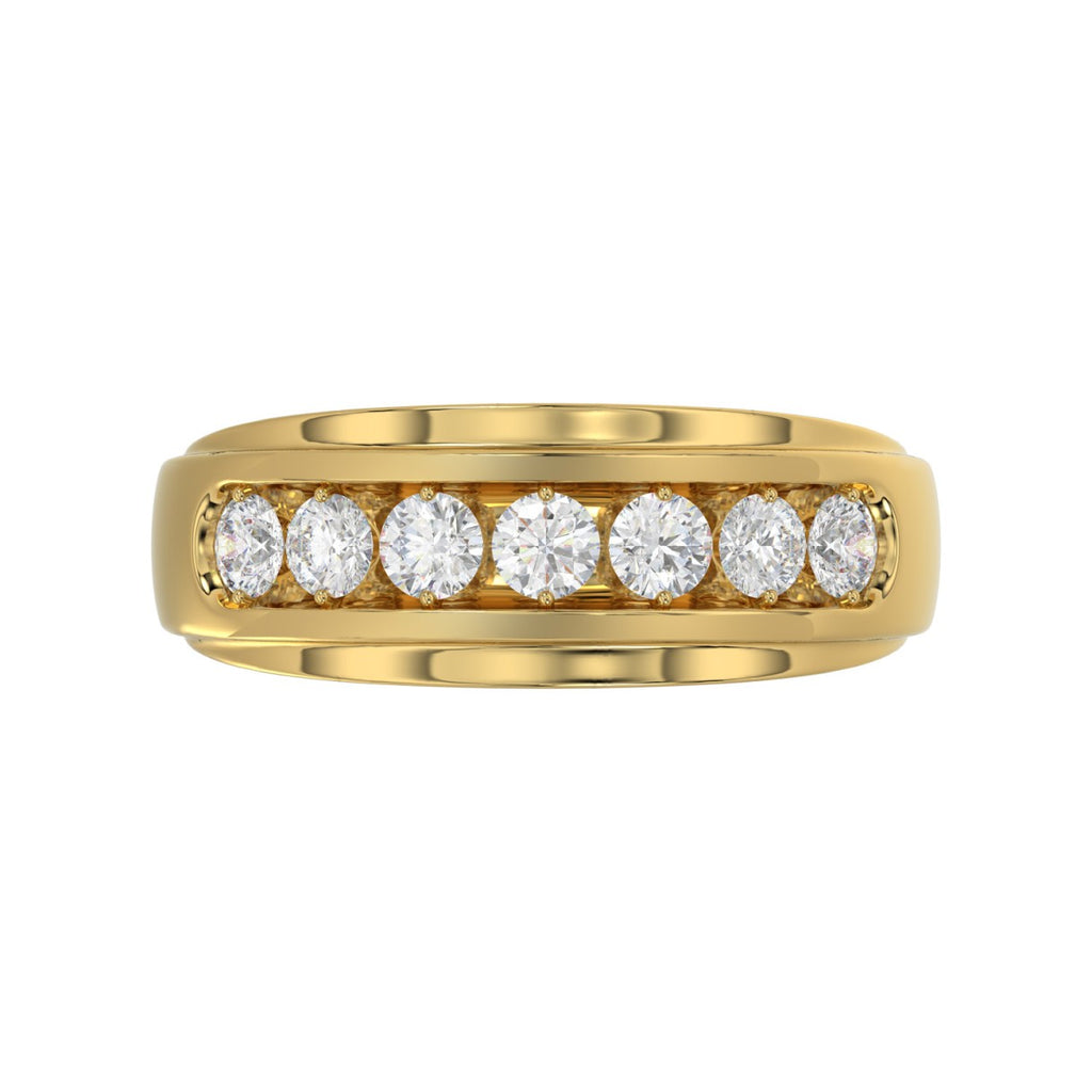 14K YELLOW GOLD 1.00CT ROUND DIAMOND MEN'S BAND