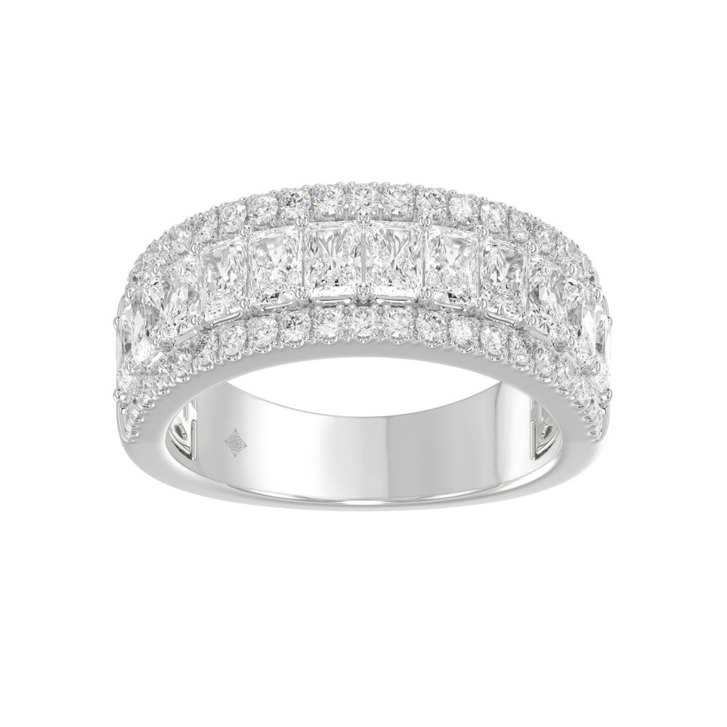 Ladies 14K White Gold Ladies Band 2 1/4CT Featuring Round &amp; Radiant Cut Diamonds