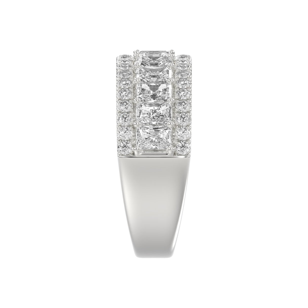 Ladies 14K White Gold Ladies Band 2 1/4CT Featuring Round &amp; Radiant Cut Diamonds