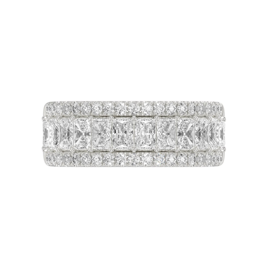 Ladies 14K White Gold Ladies Band 2 1/4CT Featuring Round &amp; Radiant Cut Diamonds