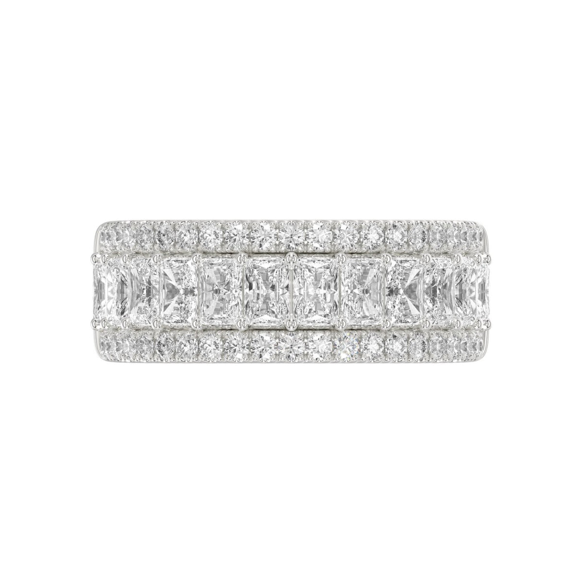Ladies 14K White Gold Ladies Band 2 1/4CT Featuring Round &amp; Radiant Cut Diamonds
