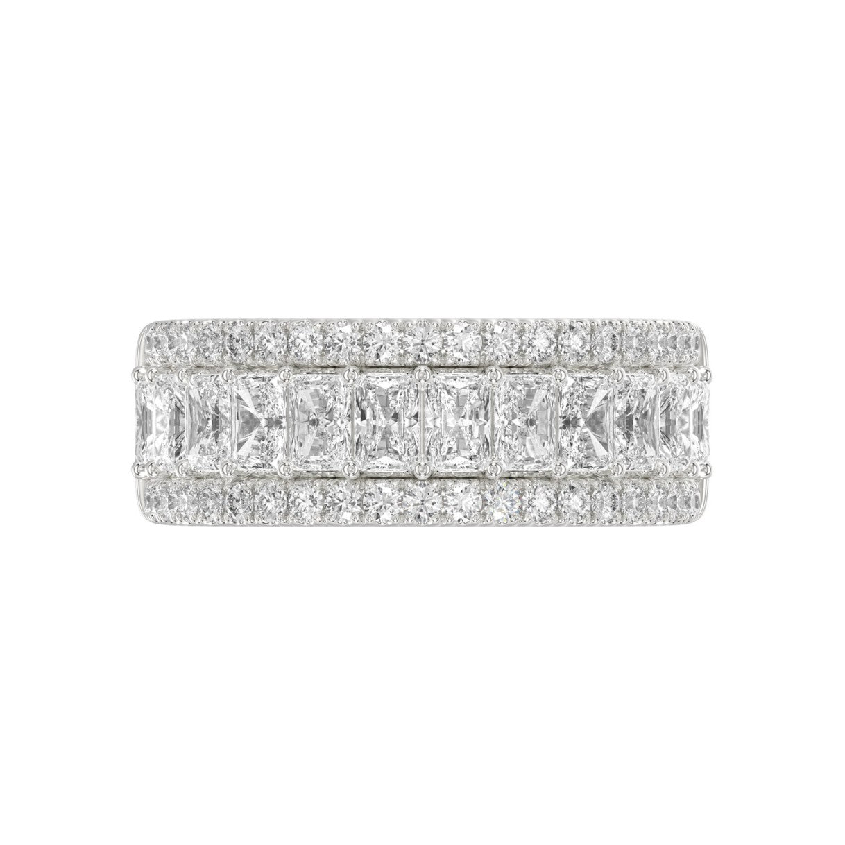 Ladies 14K White Gold Ladies Band 2 1/4CT Featuring Round &amp; Radiant Cut Diamonds