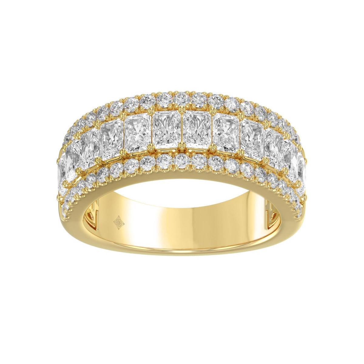 Ladies 14K Yellow Gold Ladies Band 2 1/4CT Featuring Round &amp; Radiant Cut Diamonds