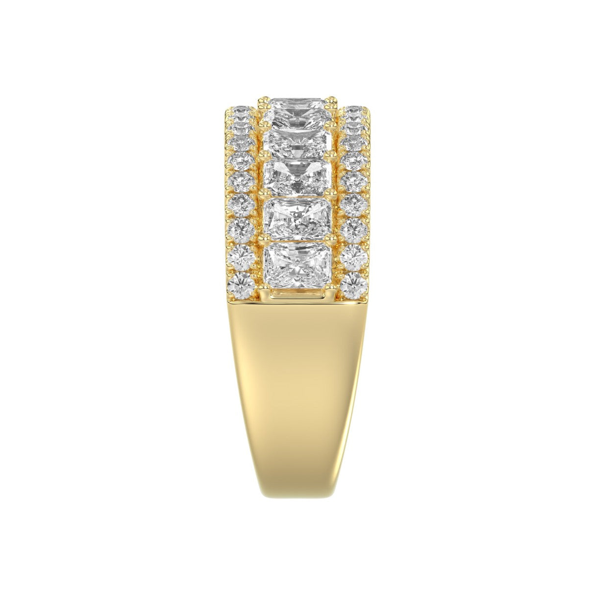 Ladies 14K Yellow Gold Ladies Band 2 1/4CT Featuring Round &amp; Radiant Cut Diamonds