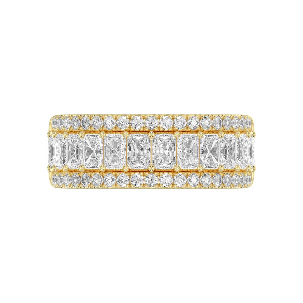 Ladies 14K Yellow Gold Ladies Band 2 1/4CT Featuring Round &amp; Radiant Cut Diamonds