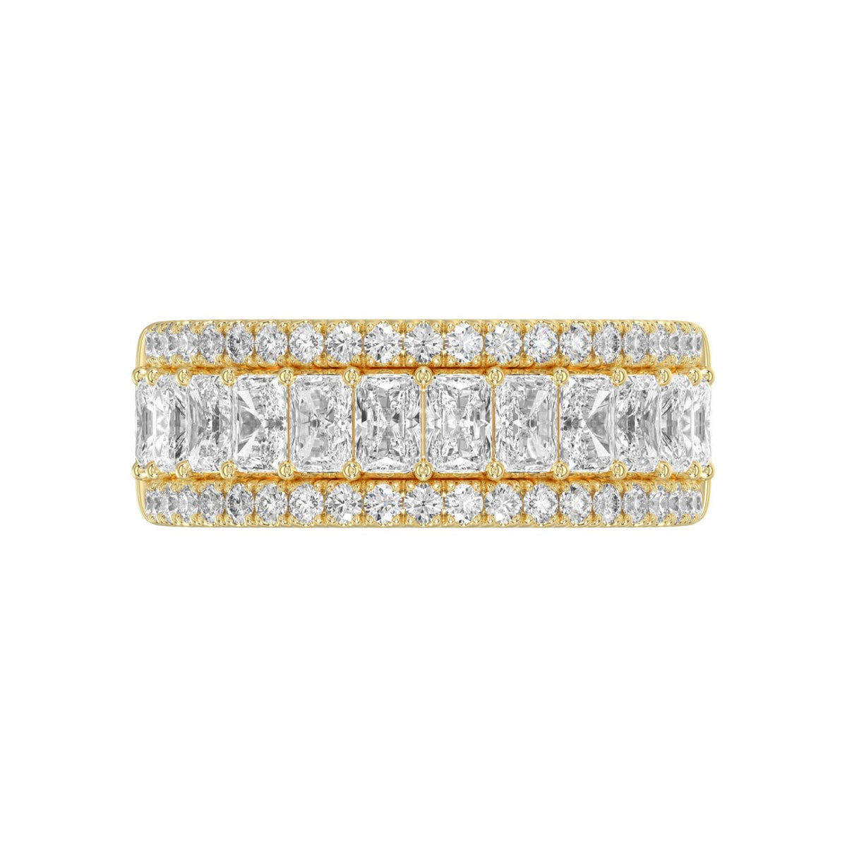 Ladies 14K Yellow Gold Ladies Band 2 1/4CT Featuring Round &amp; Radiant Cut Diamonds