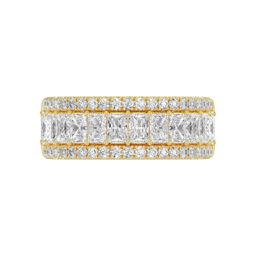 Ladies 14K Yellow Gold Ladies Band 2 1/4CT Featuring Round &amp; Radiant Cut Diamonds