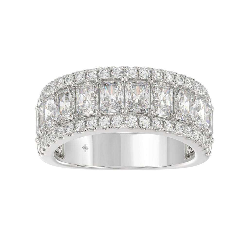 3.00 CT Fashion Band for Ladies Round &amp; Radiant Cut Diamonds 14K White Gold Luxury Band (Color F-G -Clarity VS1/VS2)