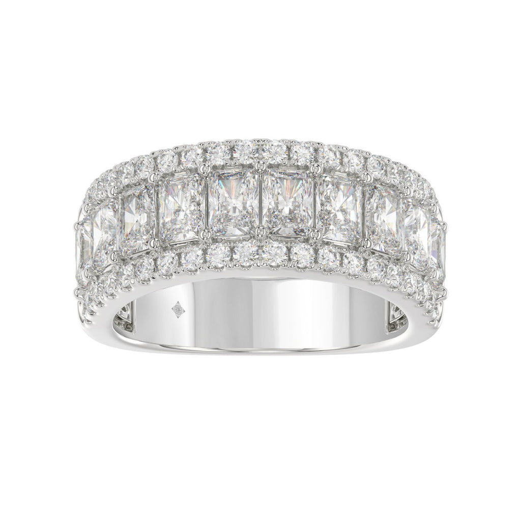 3.00 CT Fashion Band for Ladies Round &amp; Radiant Cut Diamonds 14K White Gold Luxury Band (Color F-G -Clarity VS1/VS2)
