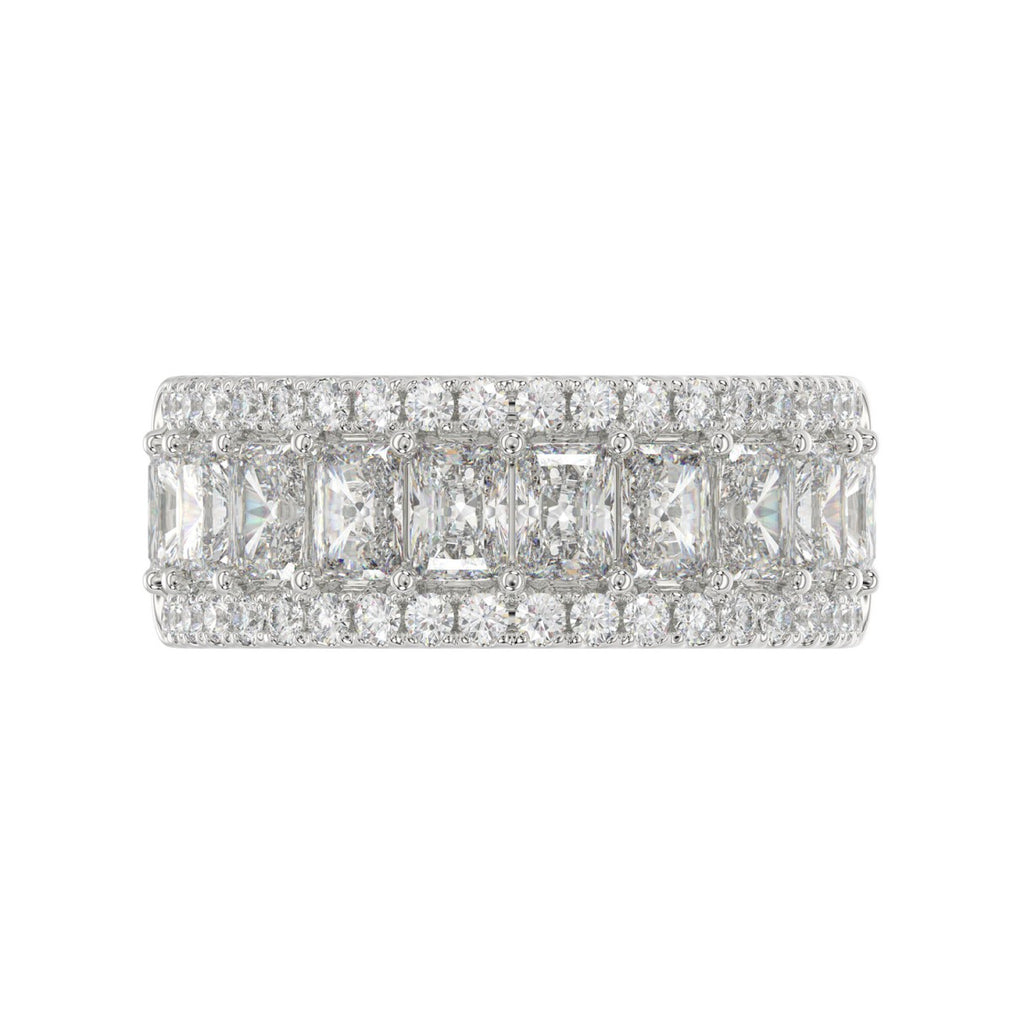 3.00 CT Fashion Band for Ladies Round &amp; Radiant Cut Diamonds 14K White Gold Luxury Band (Color F-G -Clarity VS1/VS2)