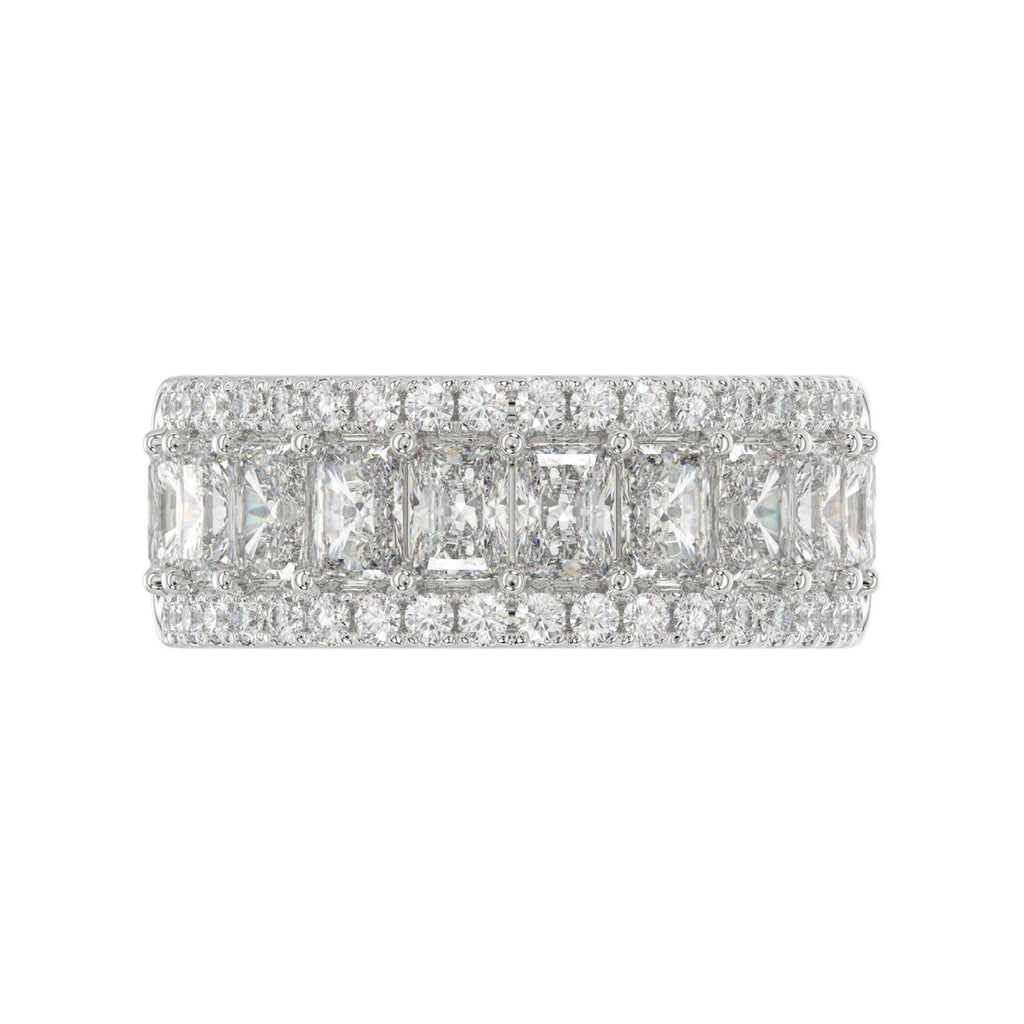 3.00 CT Fashion Band for Ladies Round &amp; Radiant Cut Diamonds 14K White Gold Luxury Band (Color F-G -Clarity VS1/VS2)
