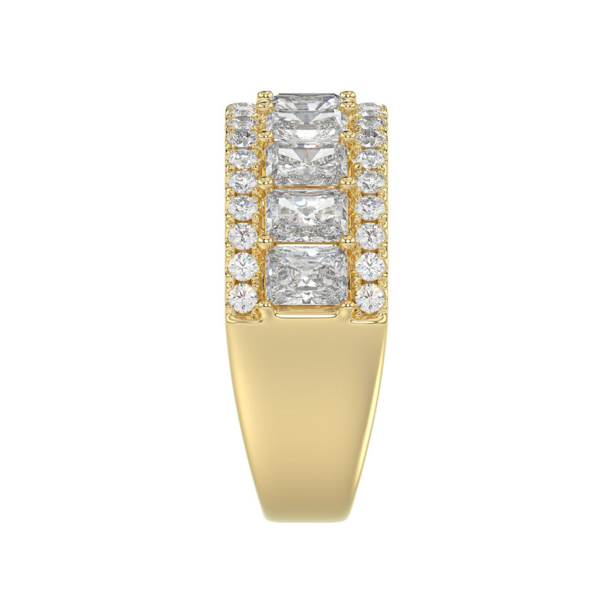 3.00 CT Fashion Band for Ladies Round &amp; Radiant Cut Diamonds 14K Yellow Gold Luxury Band (Color F-G -Clarity VS1/VS2)