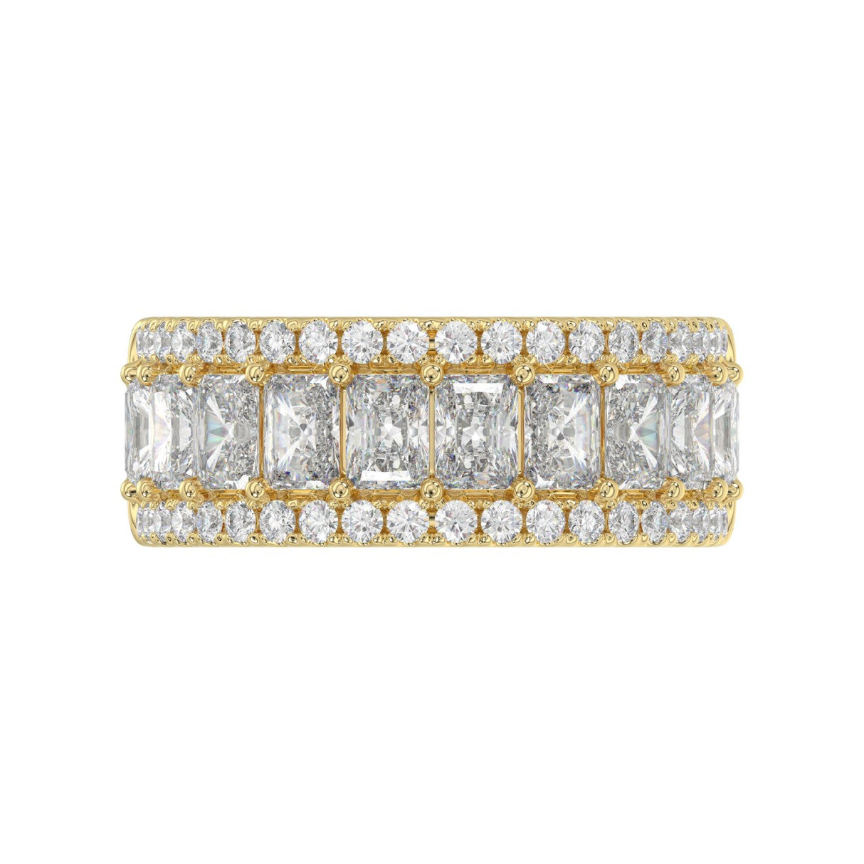 3.00 CT Fashion Band for Ladies Round &amp; Radiant Cut Diamonds 14K Yellow Gold Luxury Band (Color F-G -Clarity VS1/VS2)