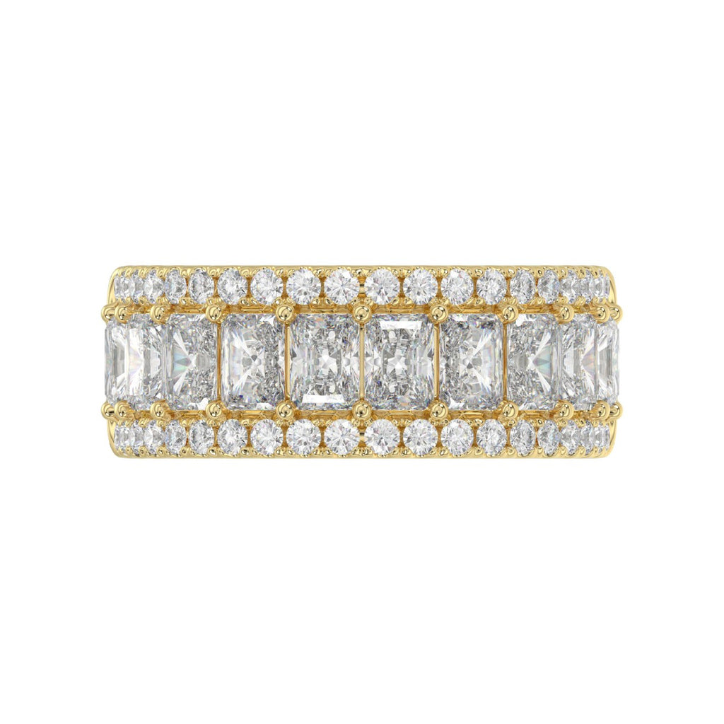 3.00 CT Fashion Band for Ladies Round &amp; Radiant Cut Diamonds 14K Yellow Gold Luxury Band (Color F-G -Clarity VS1/VS2)