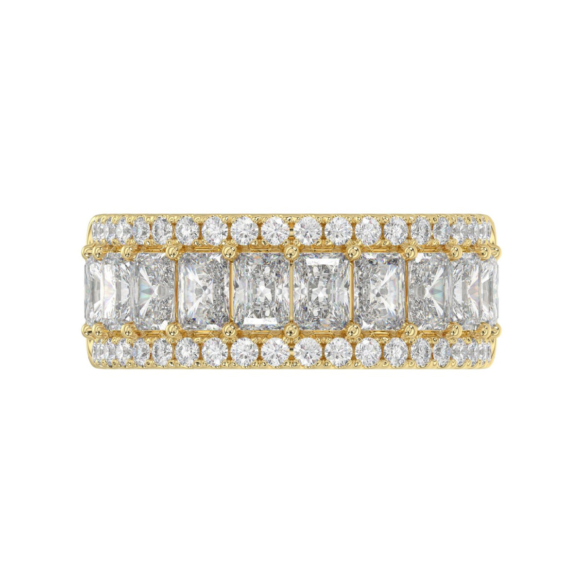 3.00 CT Fashion Band for Ladies Round &amp; Radiant Cut Diamonds 14K Yellow Gold Luxury Band (Color F-G -Clarity VS1/VS2)