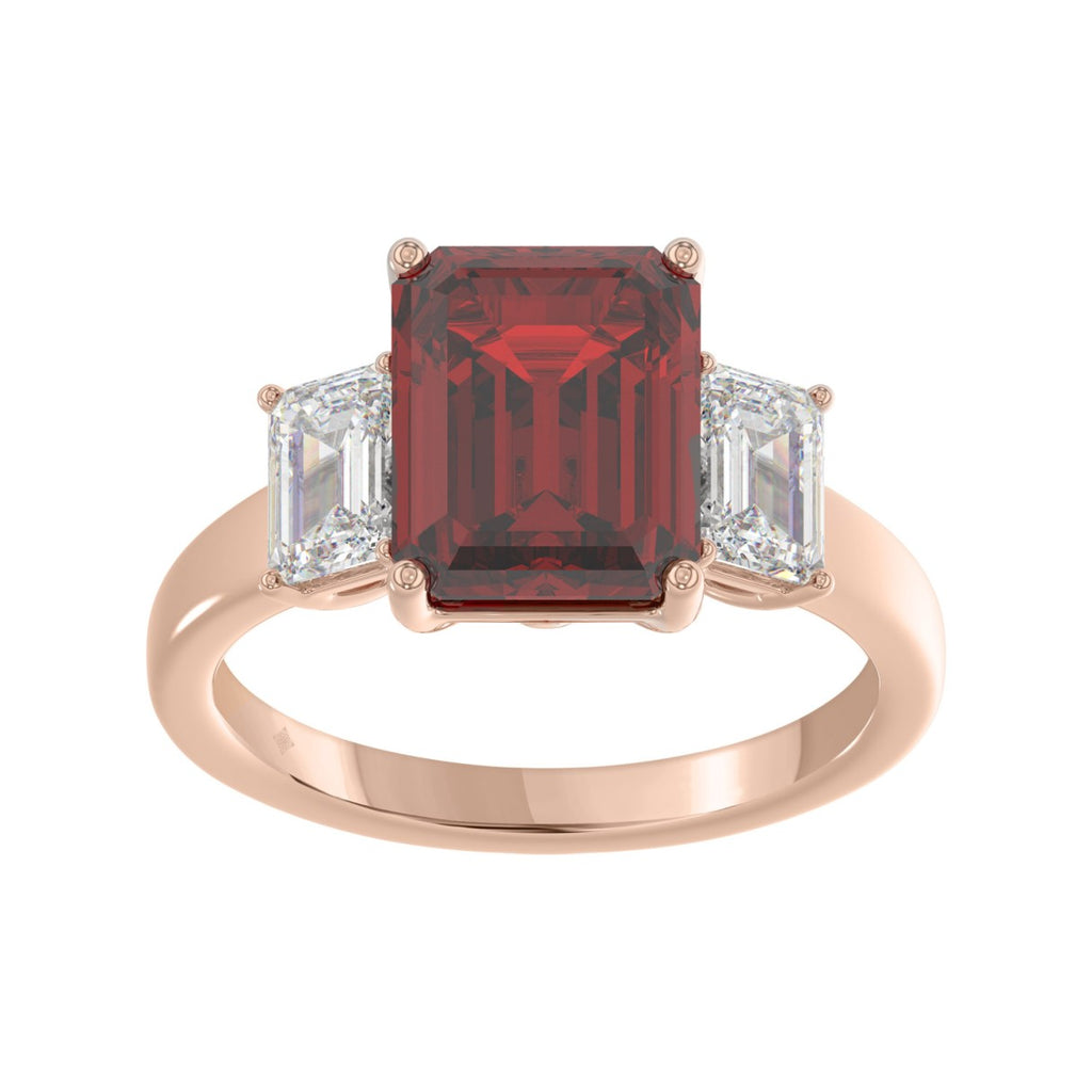14K ROSE GOLD 5 1/3CT EMERALD DIAMOND LADIES RING (EMERALD RUBY)