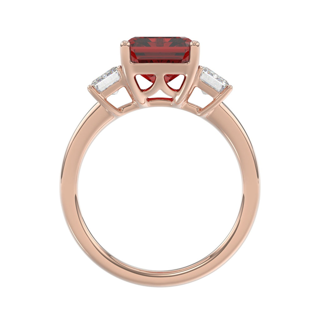 14K ROSE GOLD 5 1/3CT EMERALD DIAMOND LADIES RING (EMERALD RUBY)