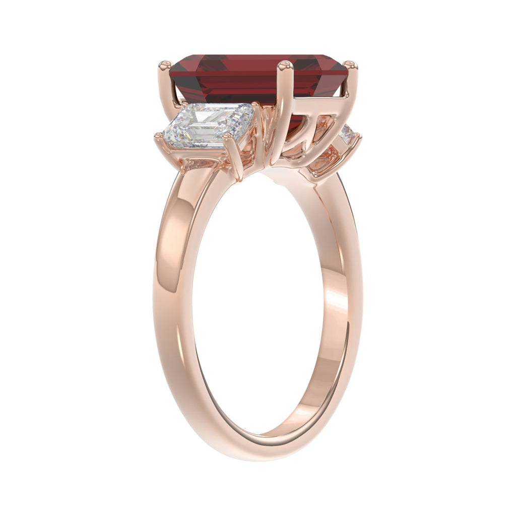 14K ROSE GOLD 5 1/3CT EMERALD DIAMOND LADIES RING (EMERALD RUBY)
