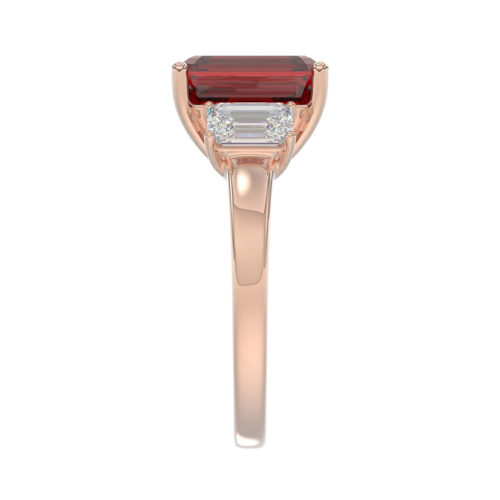 14K ROSE GOLD 5 1/3CT EMERALD DIAMOND LADIES RING (EMERALD RUBY)