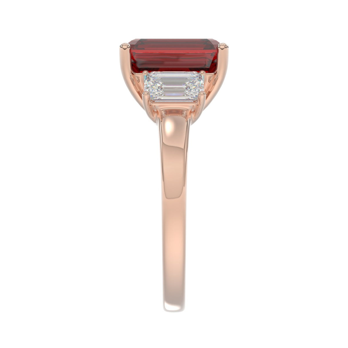 14K ROSE GOLD 5 1/3CT EMERALD DIAMOND LADIES RING (EMERALD RUBY)