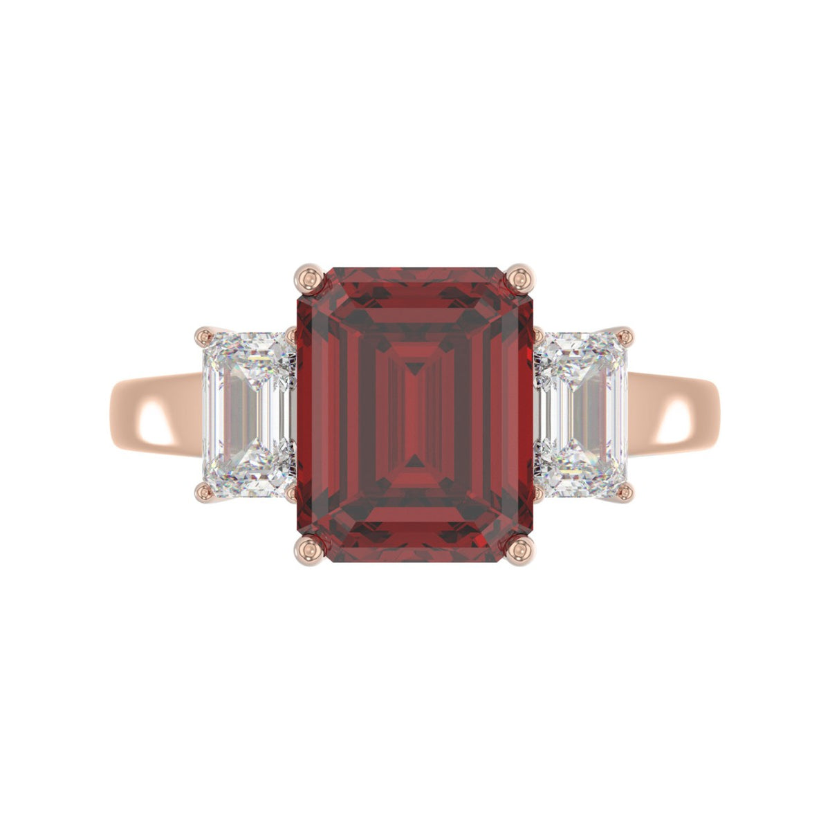 14K ROSE GOLD 5 1/3CT EMERALD DIAMOND LADIES RING (EMERALD RUBY)
