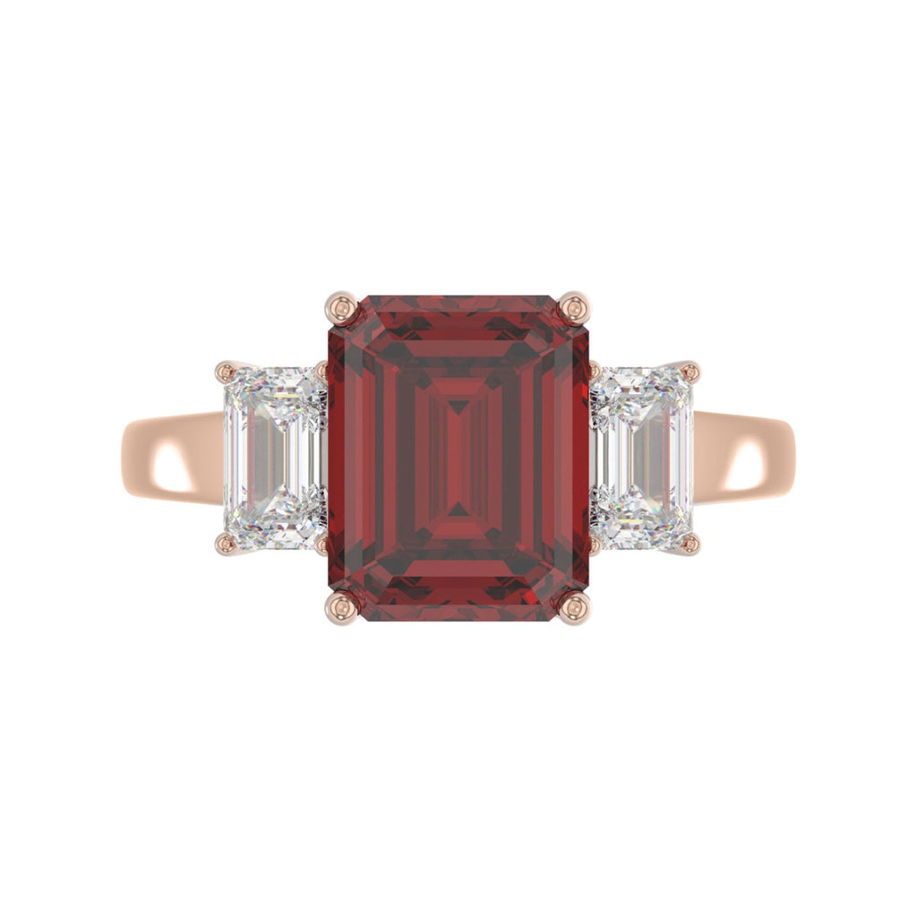 14K ROSE GOLD 5 1/3CT EMERALD DIAMOND LADIES RING (EMERALD RUBY)