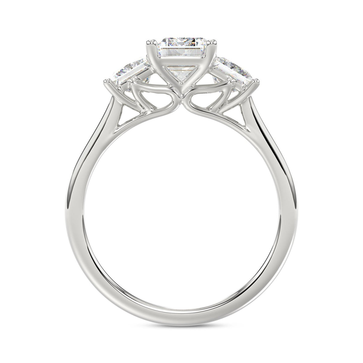 14K WHITE GOLD 2 5/8CT EMERALD/PRINCESS DIAMOND LADIES RING (CENTER STONE EMERALD DIAMOND 1 1/2CT)
