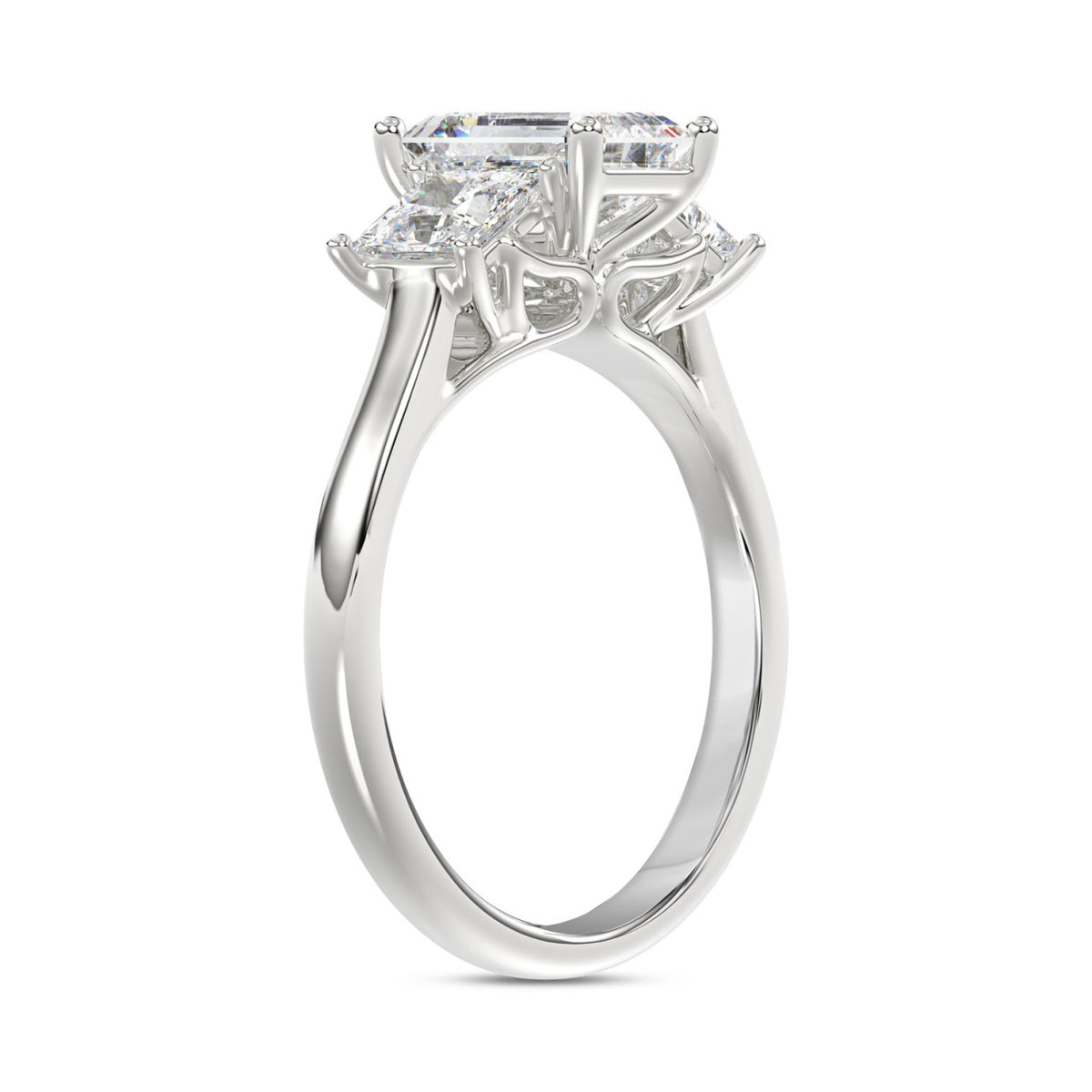 14K WHITE GOLD 2 5/8CT EMERALD/PRINCESS DIAMOND LADIES RING (CENTER STONE EMERALD DIAMOND 1 1/2CT)