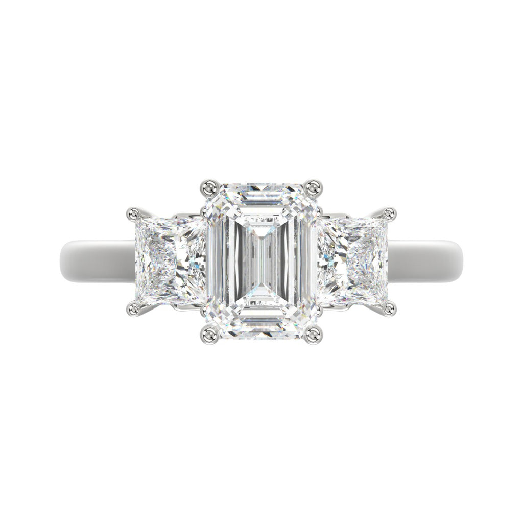 14K WHITE GOLD 2 5/8CT EMERALD/PRINCESS DIAMOND LADIES RING (CENTER STONE EMERALD DIAMOND 1 1/2CT)