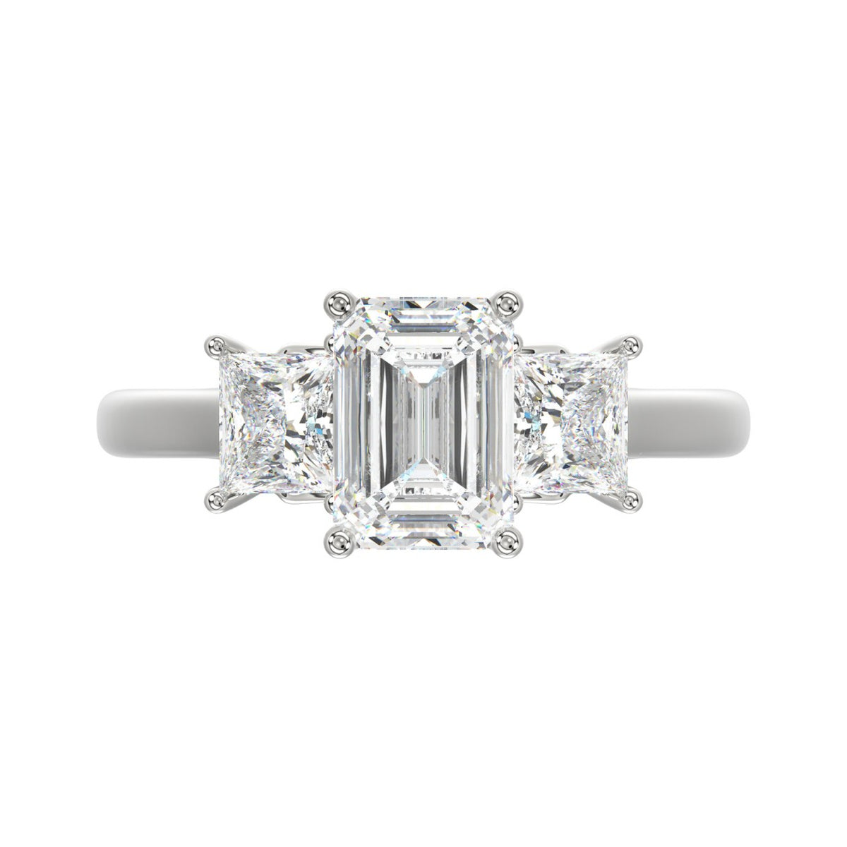 14K WHITE GOLD 2 5/8CT EMERALD/PRINCESS DIAMOND LADIES RING (CENTER STONE EMERALD DIAMOND 1 1/2CT)