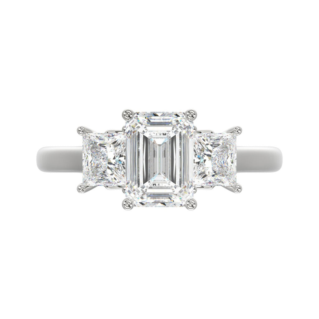 14K WHITE GOLD 2 5/8CT EMERALD/PRINCESS DIAMOND LADIES RING (CENTER STONE EMERALD DIAMOND 1 1/2CT)