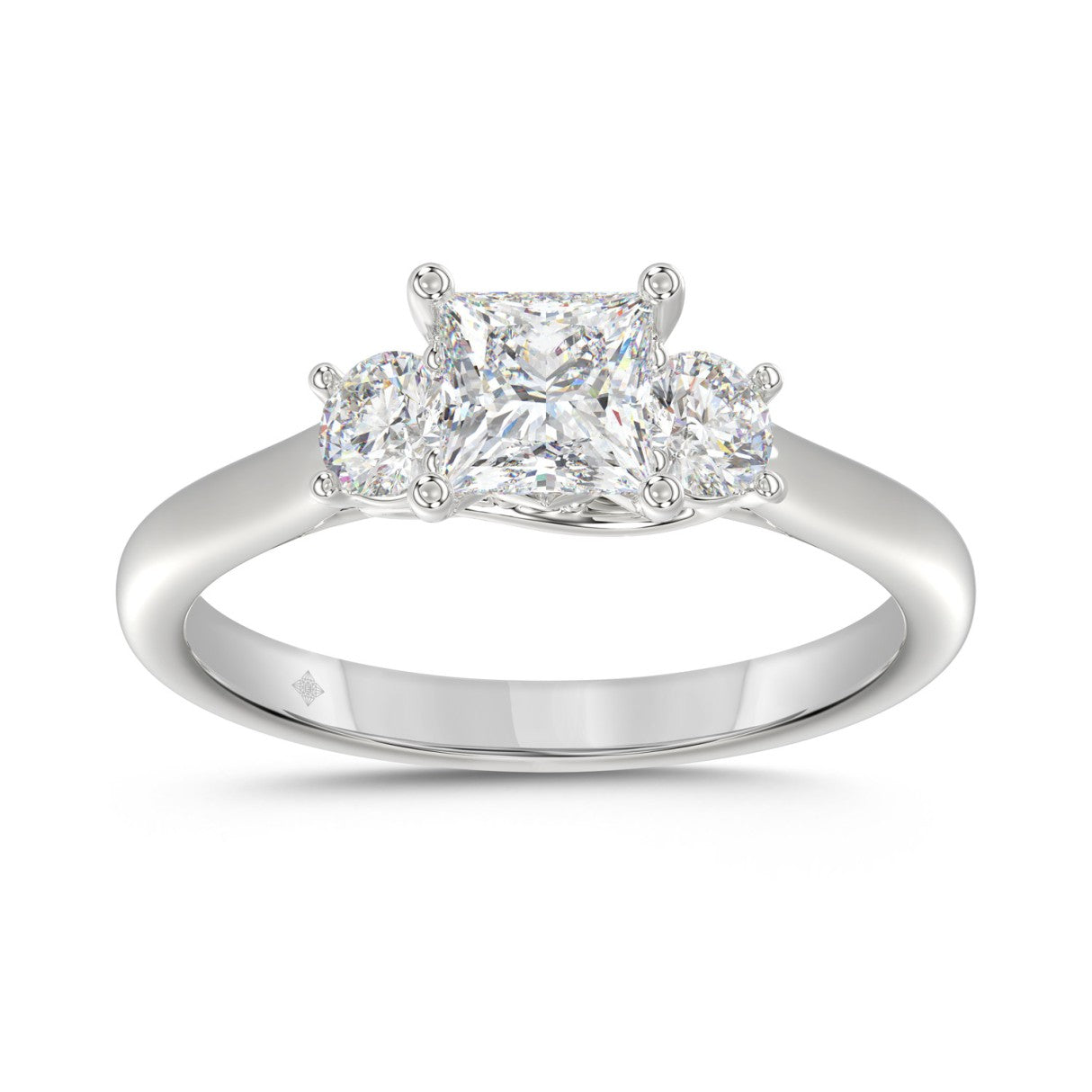 14K WHITE GOLD 1.00CT PRINCESS/ROUND DIAMOND LADIES RING (CENTER STONE PRINCESS DIAMOND 3/4CT)
