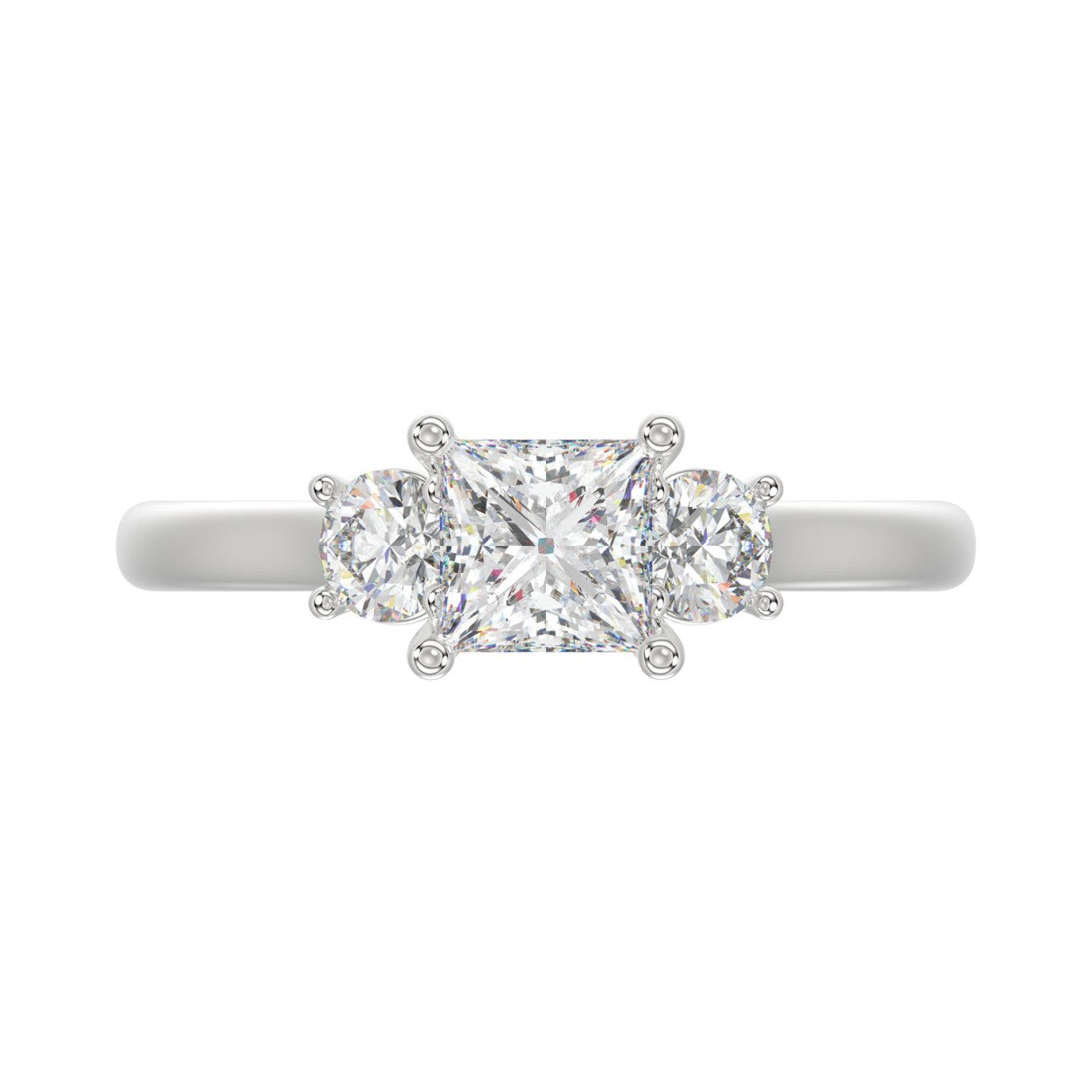 14K WHITE GOLD 1.00CT PRINCESS/ROUND DIAMOND LADIES RING (CENTER STONE PRINCESS DIAMOND 3/4CT)