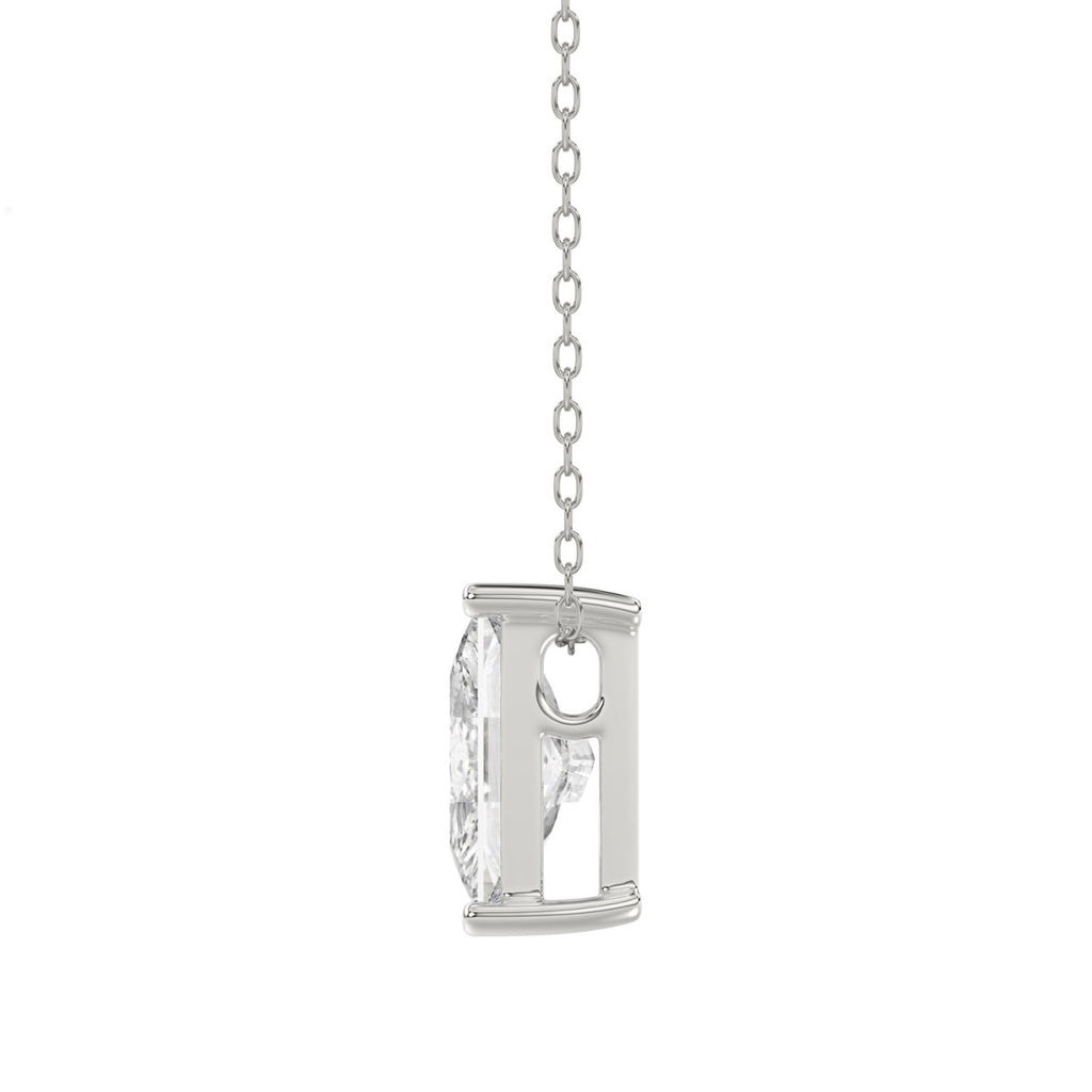 10K White Gold Diamond Initial “H” Pendant 1 1/3CT Fancy Cut Ladies Alphabet Charm with Chain