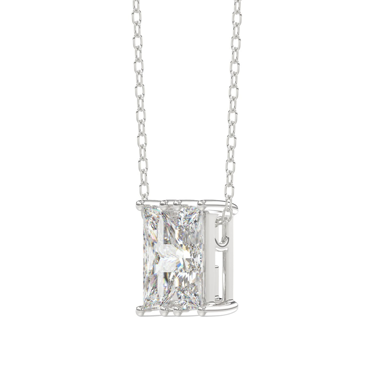10K White Gold Diamond Initial “H” Pendant 1 1/3CT Fancy Cut Ladies Alphabet Charm with Chain