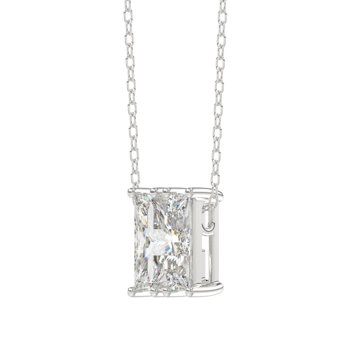 10K White Gold Diamond Initial “H” Pendant 1 1/3CT Fancy Cut Ladies Alphabet Charm with Chain